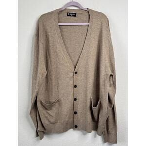 Kallspin Cardigan Sweater Mens Sz XXL Cashmere Blend Beige Tan Grandpa‎ Academia